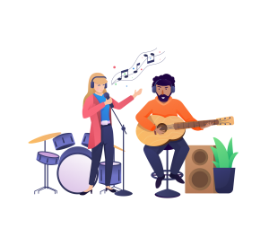 An illustration of two people which are creating music